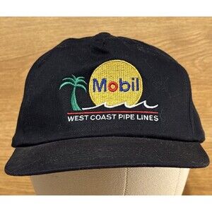Exxon Mobil Pipeline Westcoast Snap Back Hat Cap Sportcap Black Palm Tree